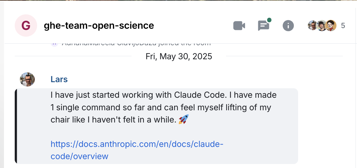 Screenshot showing first discovery of Claude Code